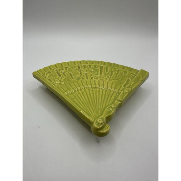 Kay Finch Mid Century Ceramic Green Asian Fan Box CA Made 1935-1963 - Picture 2 of 8